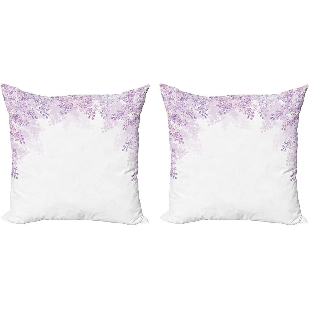 imageAmbesonne Flower Decorative Throw Pillow Case Pack of 2 Framing Lilac Flowers in Blossom Vernal Season Soothing Color Shades Couch Bedroom Living Room Cushion Cover 24 Pale Mauve Lavender18