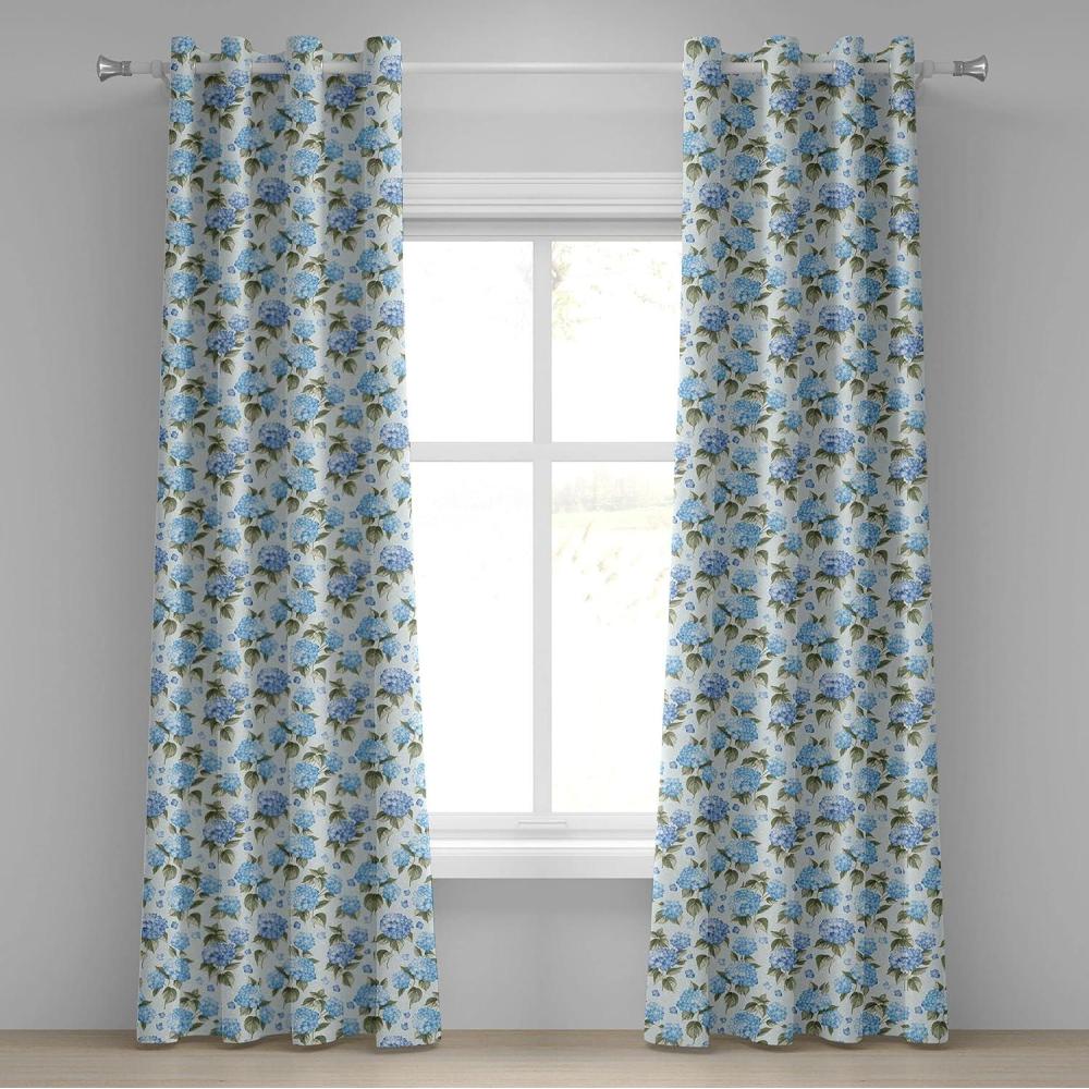 imageAmbesonne Flower Grommet Curtain Hydrangea Flowers Over Soft Background Wedding Bridal Design Decorative 2Panel Window Drapes for Bedroom Living Room 50 x 84 Pale Blue Reseda GreenPale Blue Reseda Green