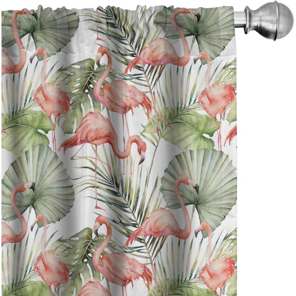 imageAmbesonne Giraffe Curtains Animal Print with African Tree Cartoon Concept Nature Art on Neutral Stripes Window Treatments 2 Panel Set for Living Room Bedroom Pair of 28 x 63 Green Camel TanCoral Olive Green White