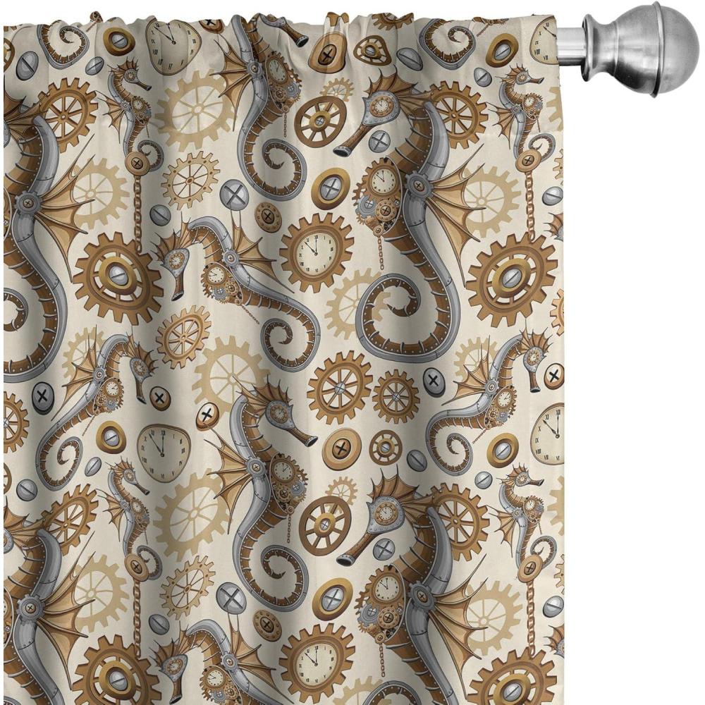 imageAmbesonne Giraffe Curtains Animal Print with African Tree Cartoon Concept Nature Art on Neutral Stripes Window Treatments 2 Panel Set for Living Room Bedroom Pair of 28 x 63 Green Camel TanPale Brown Grey and Cream