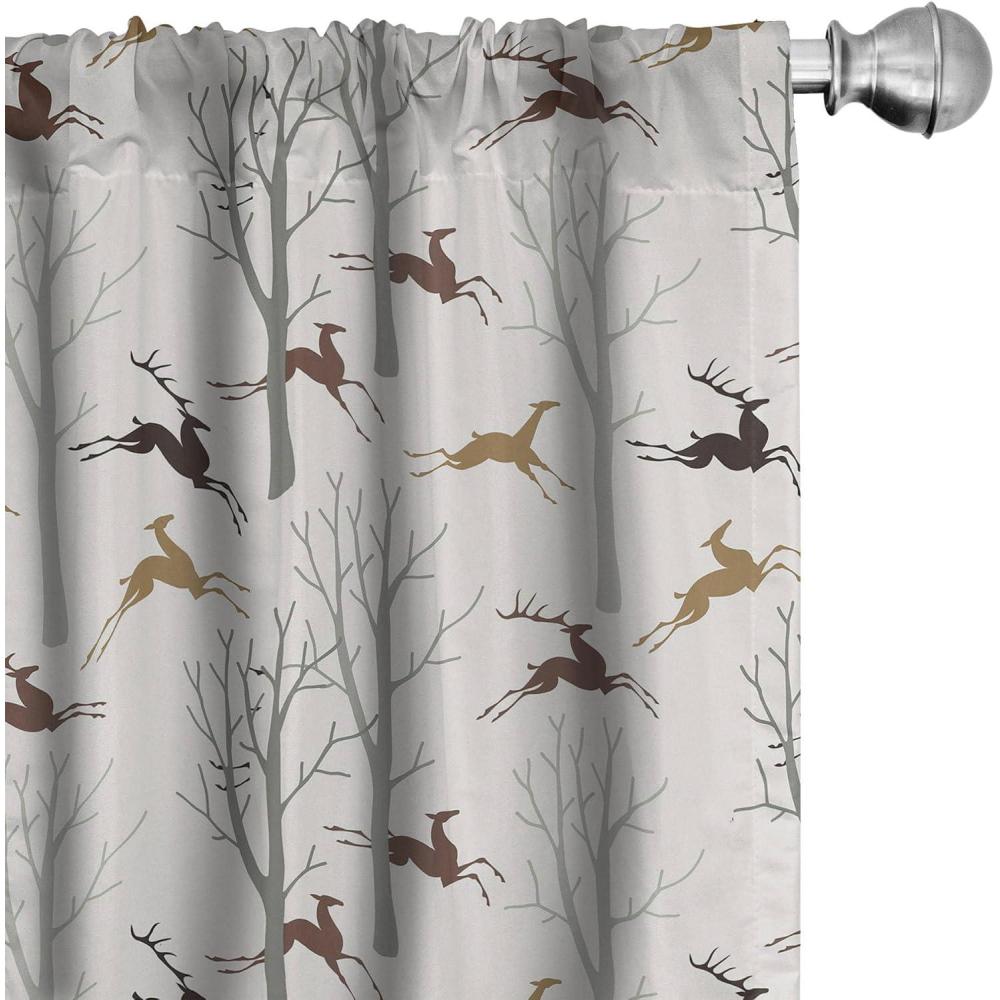 imageAmbesonne Giraffe Curtains Animal Print with African Tree Cartoon Concept Nature Art on Neutral Stripes Window Treatments 2 Panel Set for Living Room Bedroom Pair of 28 x 63 Green Camel TanBrown Eggshell and Pale Grey