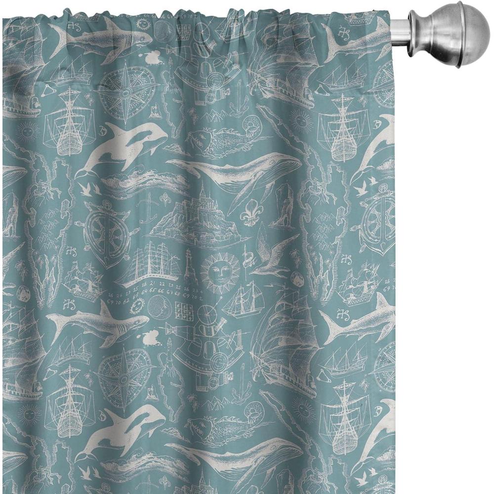 imageAmbesonne Giraffe Curtains Animal Print with African Tree Cartoon Concept Nature Art on Neutral Stripes Window Treatments 2 Panel Set for Living Room Bedroom Pair of 28 x 63 Green Camel TanCadet Blue White