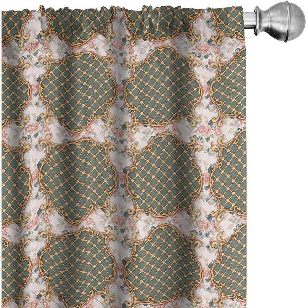 imageAmbesonne Giraffe Curtains Animal Print with African Tree Cartoon Concept Nature Art on Neutral Stripes Window Treatments 2 Panel Set for Living Room Bedroom Pair of 28 x 63 Green Camel TanPeacock Green Mustard