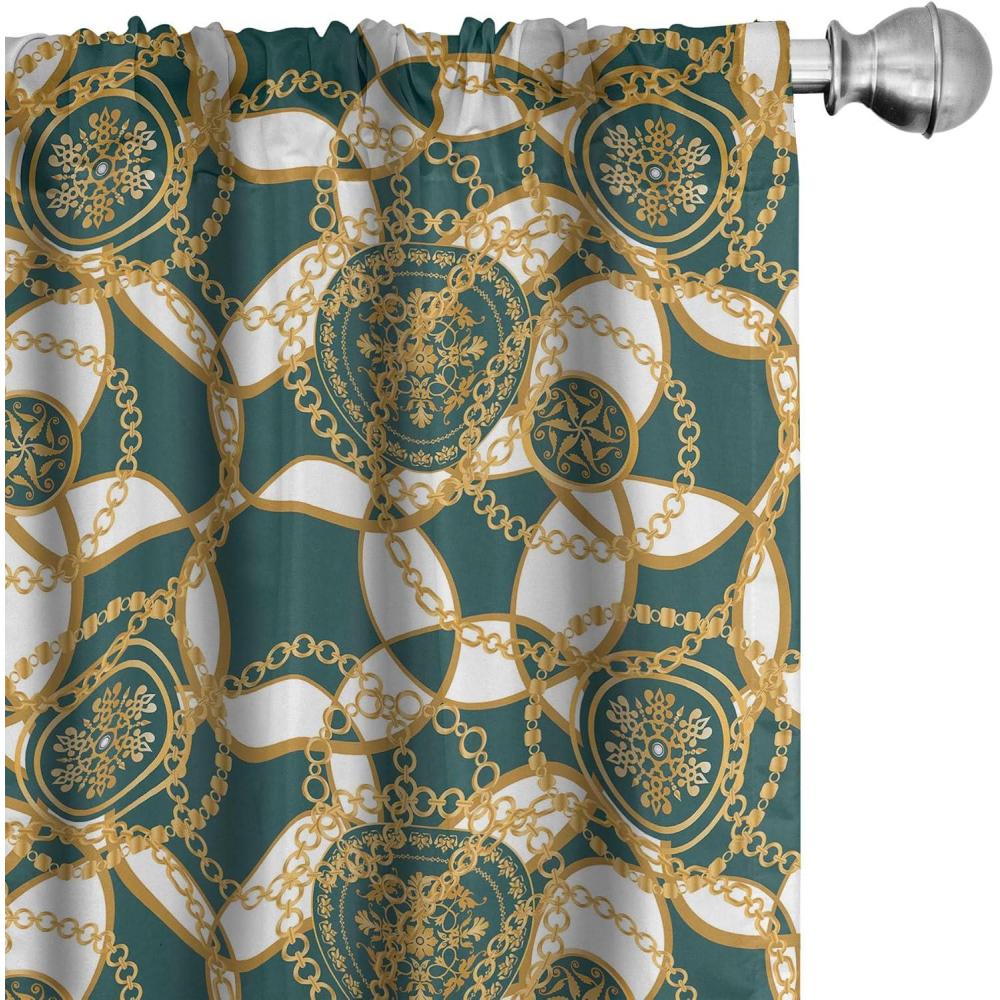 imageAmbesonne Giraffe Curtains Animal Print with African Tree Cartoon Concept Nature Art on Neutral Stripes Window Treatments 2 Panel Set for Living Room Bedroom Pair of 28 x 63 Green Camel TanHunter Green and Earth Yellow