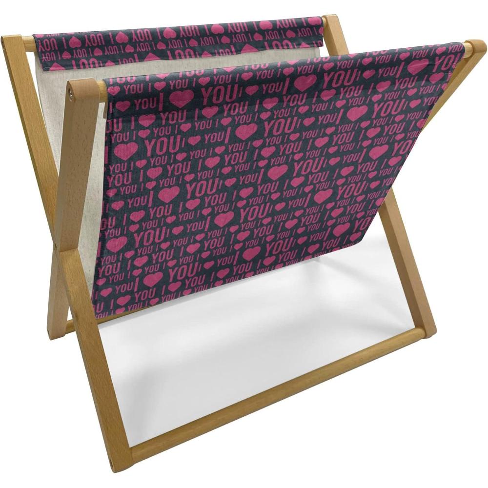imageAmbesonne I Love You Magazine and Book Holder Romance Pattern with Heart Forms and Love Words Valentines Couples Theme Floor Rack Decor for Interior of Home amp Office 22 x 19 Magenta Dark GreyMagenta Dark Grey