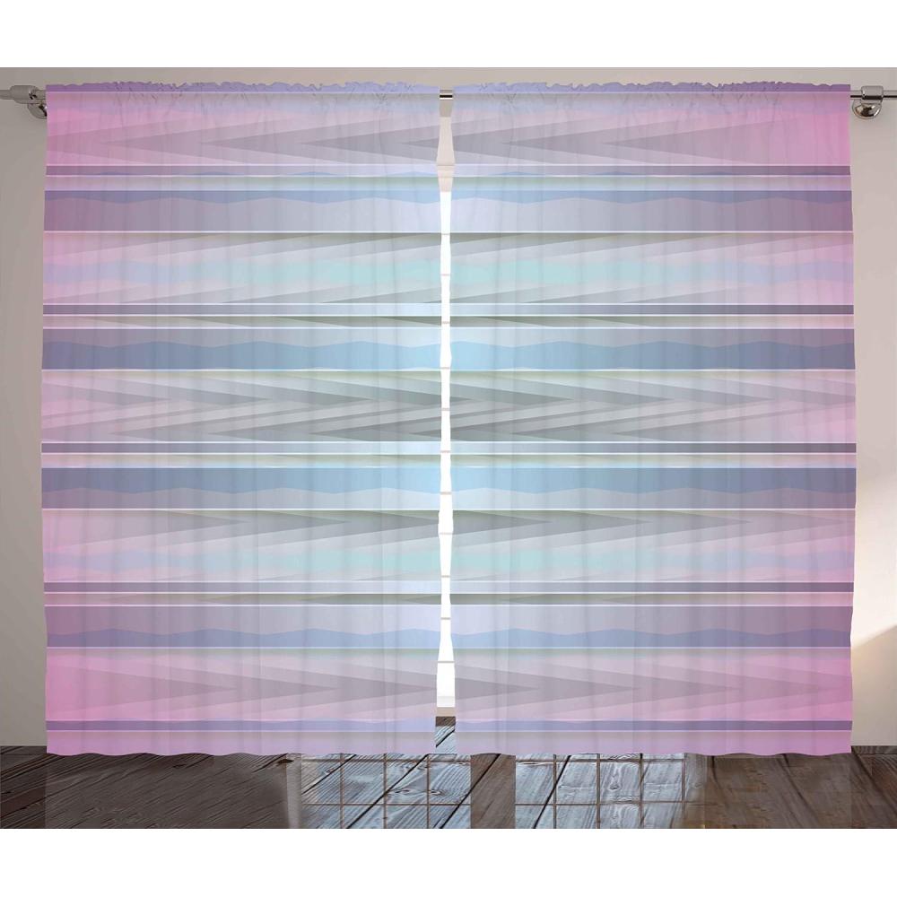 imageAmbesonne Modern Curtains Different Colored Parallel Lines with Inner Zig Zag Geometric Living Room Bedroom Window Drapes 2 Panel Set 108 X 63 Pale Pink Blue