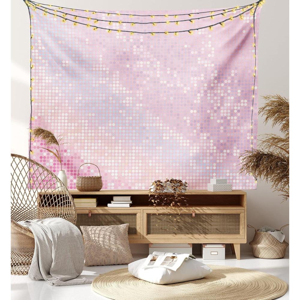 imageAmbesonne Modern Tapestry Abstract Pattern in Pastel and Pale Pink Tones Retro Disco Style Party Theme Art Wide Wall Hanging for Bedroom and Living Room 80 X 60