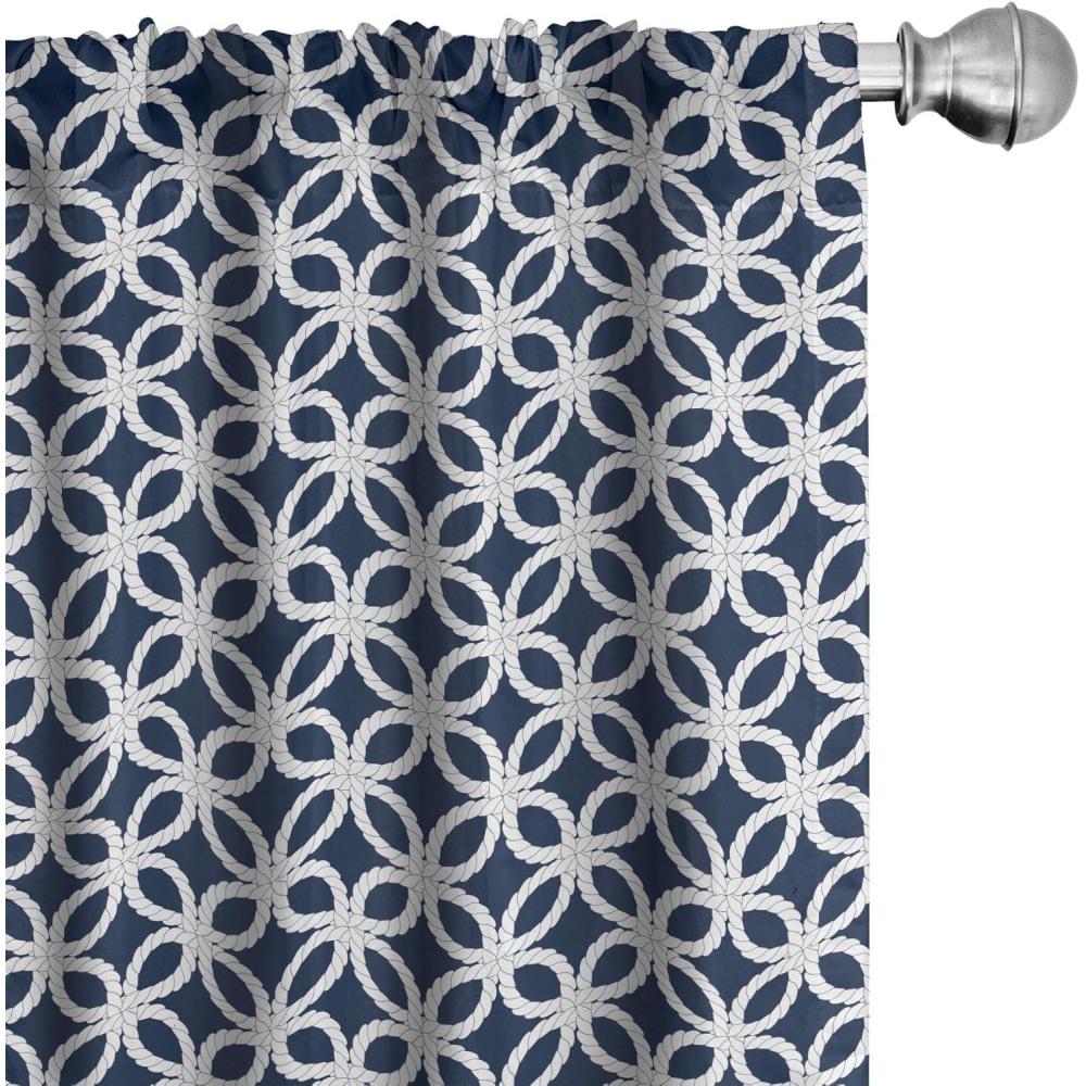 imageAmbesonne Navy Curtains Woven Marine Sea Life Inspired in Square Shapes Geometric Grid Art Print Window Treatments 2 Panel Set for Living Room Bedroom Pair of 28 x 63 Navy Blue and WhiteNavy Blue and White