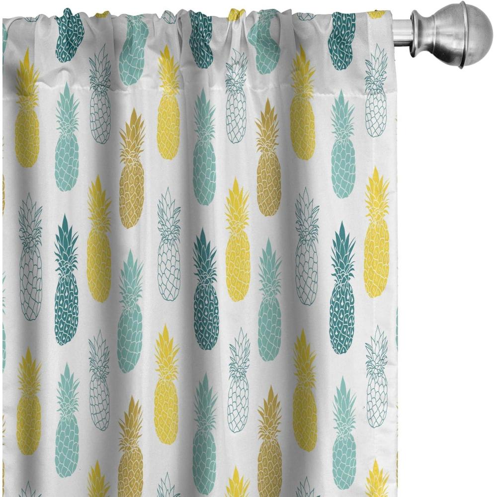 imageAmbesonne Pineapple Curtains Tropical Pattern of Exotic Fruit Silhouettes on a Plain Background Window Treatments 2 Panel Set for Living Room Bedroom Pair of  28 x 84 White MulticolorWhite Multicolor