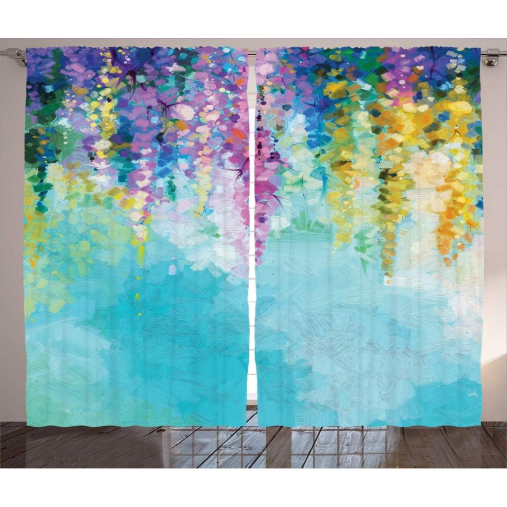 imageAmbesonne Rustic Curtains Stone Wall of Dated Closed Barn Gothic Medieval European Urban City Town Scenery Living Room Bedroom Window Drapes 2 Panel Set 108 X 90 Grey BlueTurquoise Purple