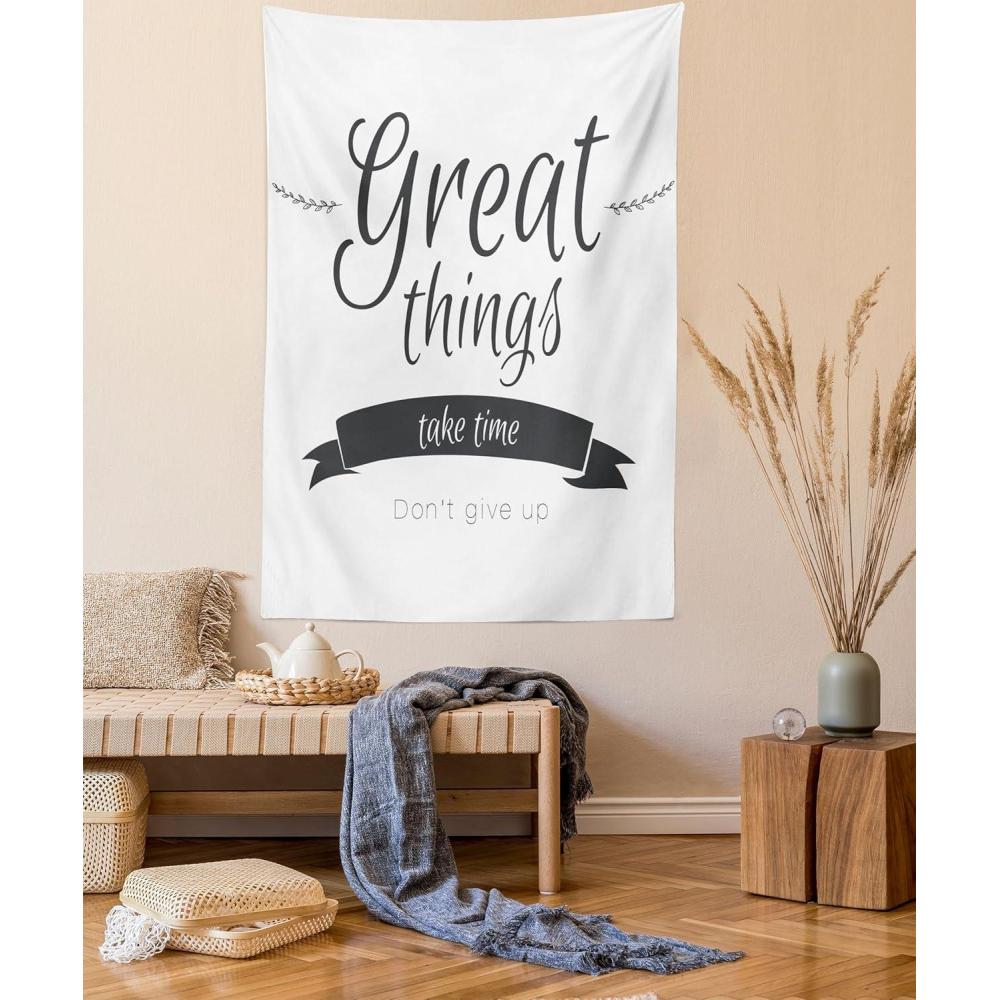imageAmbesonne Saying Tapestry Modern Inspirational Lettering Thing Take Time Dont Give up Lifestyle Fabric Wall Hanging Decor for Bedroom Living Room Dorm 30 X 45 Black White