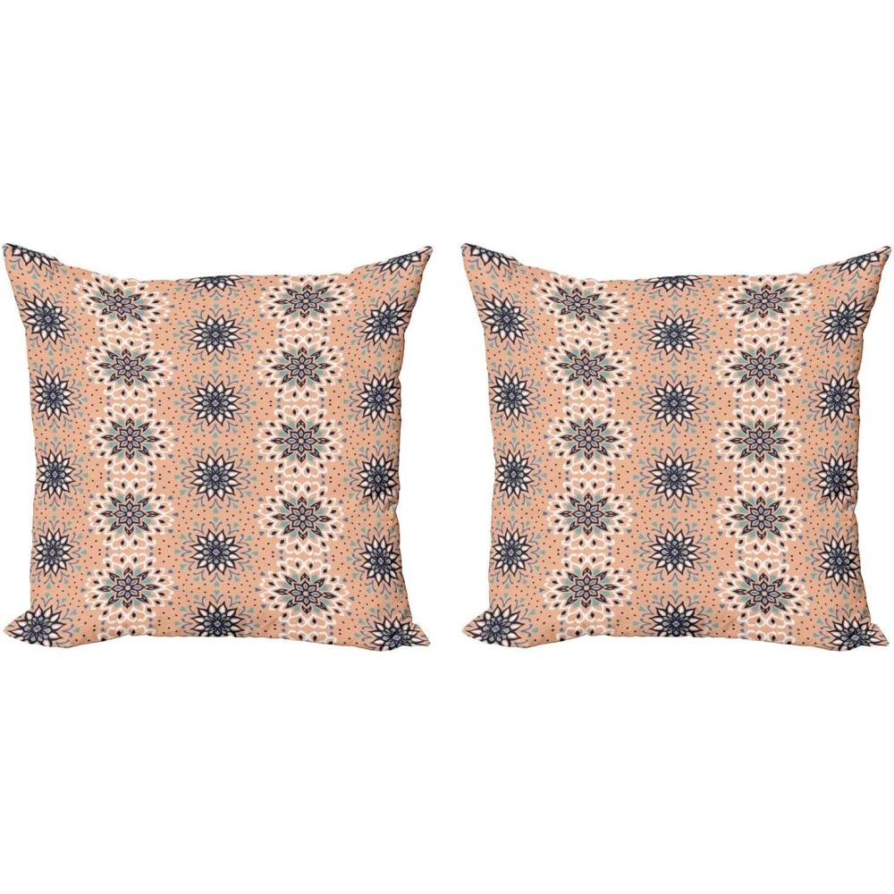 imageAmbesonne Western Decorative Throw Pillow Case Pack of 2 Traditional Rodeo Cowboy Hat and Cowgirl Boots Retro Grunge Background Art Photo Couch Bedroom Living Room Cushion Cover 20 Brown BlackPeach Blue Grey and Pale Teal