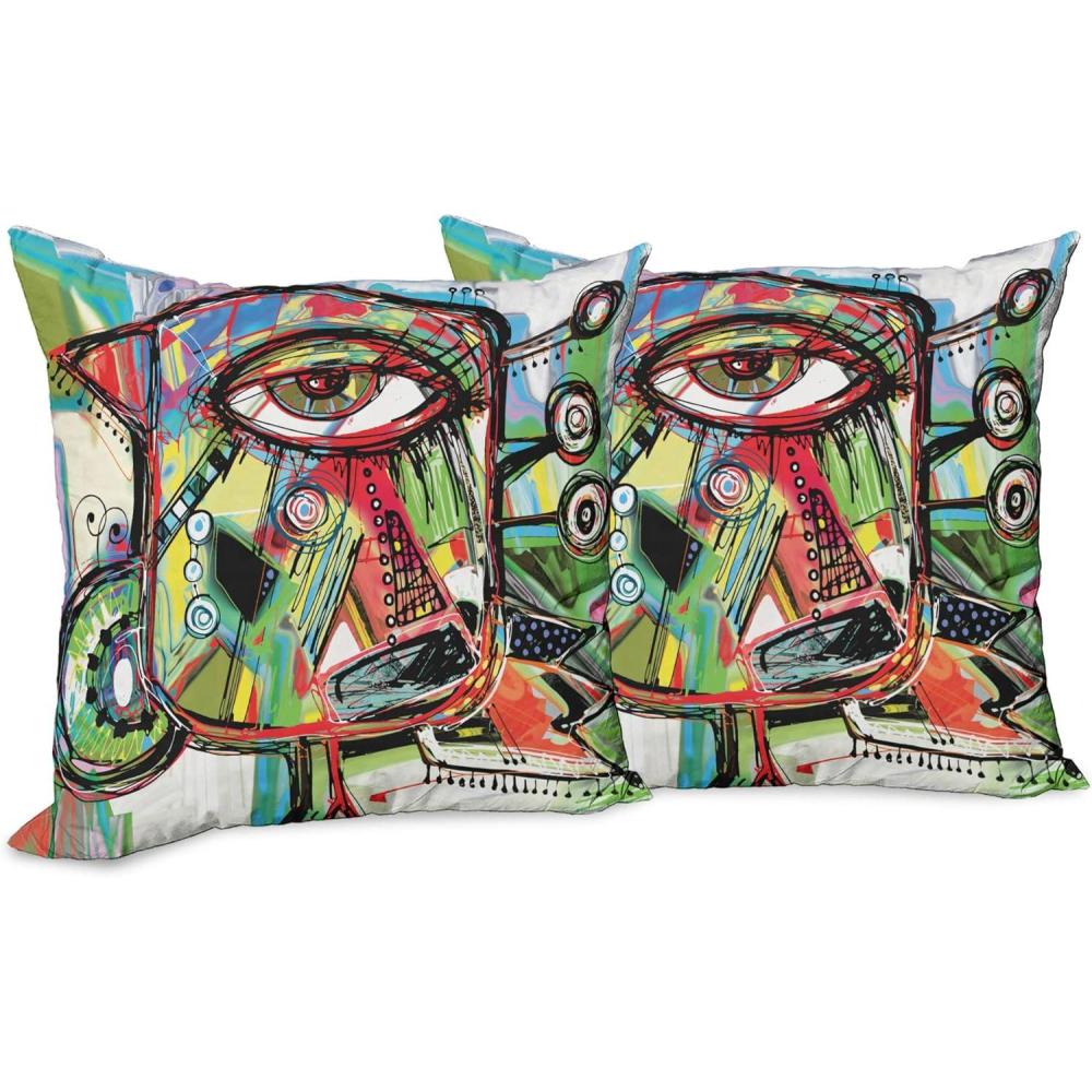 imageAmbesonne Western Decorative Throw Pillow Case Pack of 2 Traditional Rodeo Cowboy Hat and Cowgirl Boots Retro Grunge Background Art Photo Couch Bedroom Living Room Cushion Cover 20 Brown BlackGreen Coral