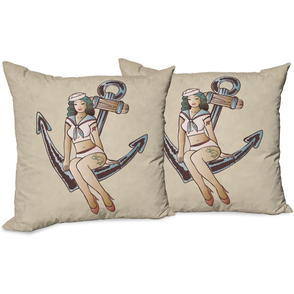 imageAmbesonne Western Decorative Throw Pillow Case Pack of 2 Traditional Rodeo Cowboy Hat and Cowgirl Boots Retro Grunge Background Art Photo Couch Bedroom Living Room Cushion Cover 20 Brown BlackMulticolor