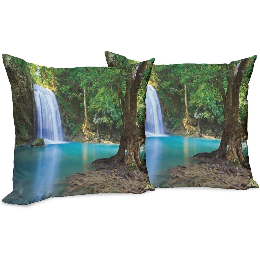 imageAmbesonne Western Decorative Throw Pillow Case Pack of 2 Traditional Rodeo Cowboy Hat and Cowgirl Boots Retro Grunge Background Art Photo Couch Bedroom Living Room Cushion Cover 20 Brown BlackTurquoise Green