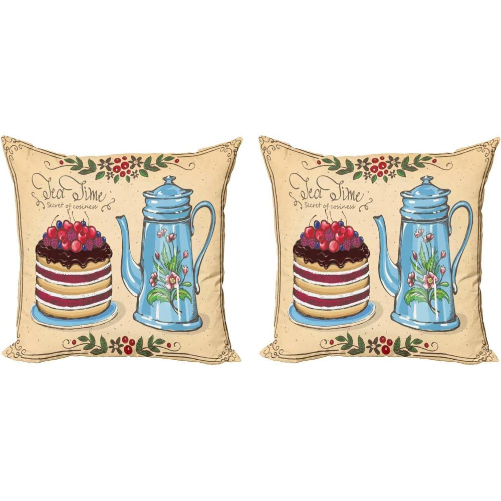 imageAmbesonne Western Decorative Throw Pillow Case Pack of 2 Traditional Rodeo Cowboy Hat and Cowgirl Boots Retro Grunge Background Art Photo Couch Bedroom Living Room Cushion Cover 20 Brown BlackCream and Blue