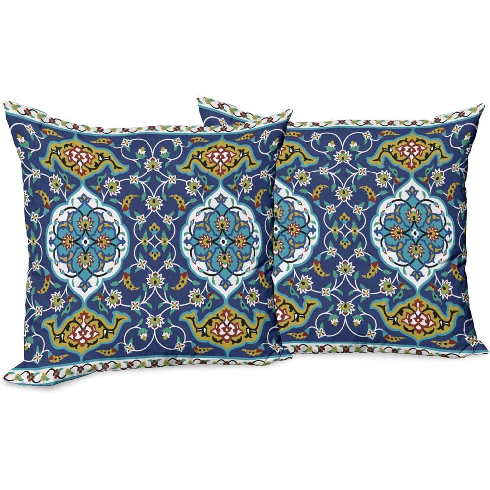 imageAmbesonne Western Decorative Throw Pillow Case Pack of 2 Traditional Rodeo Cowboy Hat and Cowgirl Boots Retro Grunge Background Art Photo Couch Bedroom Living Room Cushion Cover 20 Brown BlackBlue Mustard