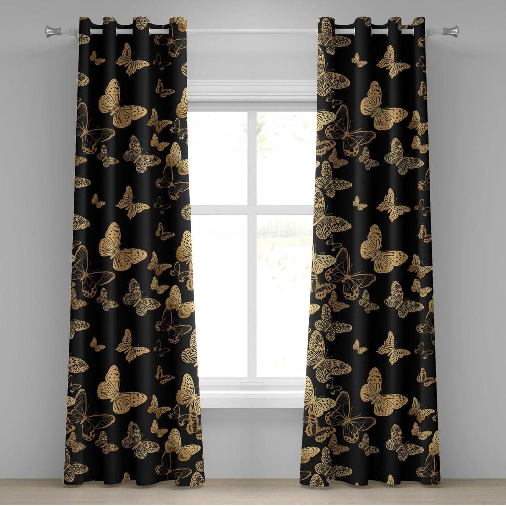 imageAmbesonne Wingy Art Grommet Curtain Melancholic Pattern of Autumnal Colors Butterfly Silhouettes Print Decorative 2Panel Window Drapes for Bedroom Living Room 50 x 72 Charcoal Grey Dark Yellow