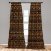 Ambesonne African Curtains, Chevron Zigzag Circles and Spirals Timeless Vintage Art Design Oriental Doodle, Window Treatments 2 Panel Set for Living Room Bedroom, Pair of – 28″ x 84″, Brown Yellow
