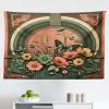 Ambesonne Antique Tapestry, Old World Map Texture Nostalgic Plan Atlas Trace of Life, Wide Wall Hanging for Bedroom Living Room Dorm, 60″ X 40″, Khaki Beige(Dark Salmon Laurel Green)