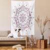 Ambesonne Antique Tapestry, Old World Map Texture Nostalgic Plan Atlas Trace of Life, Wide Wall Hanging for Bedroom Living Room Dorm, 60″ X 40″, Khaki Beige(Pale Pink and White)