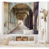 Ambesonne Antique Tapestry, Old World Map Texture Nostalgic Plan Atlas Trace of Life, Wide Wall Hanging for Bedroom Living Room Dorm, 60″ X 40″, Khaki Beige(Brown Purple)