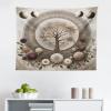Ambesonne Antique Tapestry, Old World Map Texture Nostalgic Plan Atlas Trace of Life, Wide Wall Hanging for Bedroom Living Room Dorm, 60″ X 40″, Khaki Beige(Pale Mustard Eggplant)
