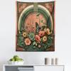 Ambesonne Antique Tapestry, Old World Map Texture Nostalgic Plan Atlas Trace of Life, Wide Wall Hanging for Bedroom Living Room Dorm, 60″ X 40″, Khaki Beige(Dark Salmon Laurel Green)