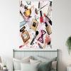 Ambesonne Antique Tapestry, Old World Map Texture Nostalgic Plan Atlas Trace of Life, Wide Wall Hanging for Bedroom Living Room Dorm, 60″ X 40″, Khaki Beige(Coral White)