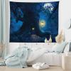 Ambesonne Antique Tapestry, Old World Map Texture Nostalgic Plan Atlas Trace of Life, Wide Wall Hanging for Bedroom Living Room Dorm, 60″ X 40″, Khaki Beige(Navy Blue)
