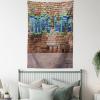 Ambesonne Antique Tapestry, Old World Map Texture Nostalgic Plan Atlas Trace of Life, Wide Wall Hanging for Bedroom Living Room Dorm, 60″ X 40″, Khaki Beige(Brown Blue)