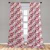 Ambesonne Giraffe Curtains, Animal Print with African Tree Cartoon Concept Nature Art on Neutral Stripes, Window Treatments 2 Panel Set for Living Room Bedroom, Pair of – 28″ x 63″, Green Camel Tan(Rose Pastel Pink and Ivory)