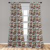 Ambesonne Giraffe Curtains, Animal Print with African Tree Cartoon Concept Nature Art on Neutral Stripes, Window Treatments 2 Panel Set for Living Room Bedroom, Pair of – 28″ x 63″, Green Camel Tan(Soft Blue and Multicolor)
