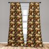 Ambesonne Giraffe Curtains, Animal Print with African Tree Cartoon Concept Nature Art on Neutral Stripes, Window Treatments 2 Panel Set for Living Room Bedroom, Pair of – 28″ x 63″, Green Camel Tan(Orange Fawn and Dark Grey)