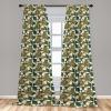 Ambesonne Giraffe Curtains, Animal Print with African Tree Cartoon Concept Nature Art on Neutral Stripes, Window Treatments 2 Panel Set for Living Room Bedroom, Pair of – 28″ x 63″, Green Camel Tan(Hunter Green and Earth Yellow)