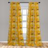 Ambesonne Giraffe Curtains, Animal Print with African Tree Cartoon Concept Nature Art on Neutral Stripes, Window Treatments 2 Panel Set for Living Room Bedroom, Pair of – 28″ x 63″, Green Camel Tan(Marigold Black and Beige)