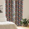 Ambesonne Giraffe Curtains, Animal Print with African Tree Cartoon Concept Nature Art on Neutral Stripes, Window Treatments 2 Panel Set for Living Room Bedroom, Pair of – 28″ x 63″, Green Camel Tan(Dark Petrol Blue and Orange)