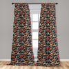Ambesonne Giraffe Curtains, Animal Print with African Tree Cartoon Concept Nature Art on Neutral Stripes, Window Treatments 2 Panel Set for Living Room Bedroom, Pair of – 28″ x 63″, Green Camel Tan(Dark Petrol Blue and Orange)