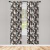 Ambesonne Giraffe Curtains, Animal Print with African Tree Cartoon Concept Nature Art on Neutral Stripes, Window Treatments 2 Panel Set for Living Room Bedroom, Pair of – 28″ x 63″, Green Camel Tan(Charcoal Grey and Umber)