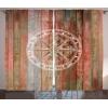 Ambesonne Rustic Curtains, Stone Wall of Dated Closed Barn Gothic Medieval European Urban City Town Scenery, Living Room Bedroom Window Drapes 2 Panel Set, 108″ X 90″, Grey Blue(Pale Coral)