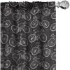 Ambesonne Bicycle Curtains, Vintage Bikes in Hand Drawn Style on a Black Background with Grunge Effect, Window Treatments 2 Panel Set for Living Room Bedroom, Pair of – 28″ x 84″, White Black