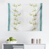 Ambesonne Floral Tapestry, Swriling Summer Bloom Flora and Stripes on Neutral Flora, Fabric Wall Hanging Decor for Bedroom Living Room Dorm, 45″ X 30″, Teal Marigold(Teal Marigold)