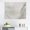 Ambesonne Grey Plaid Tapestry, Scandinavian Tartan Pattern Plain and Neutral Repeated Illustration, Fabric Wall Hanging Decor for Bedroom Living Room Dorm, 28″ X 23″, Pearl and Eggshell(Pearl and Eggshell)