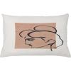 Ambesonne Mid Century Modern Boho Throw Pillow Cushion Cover, Minimalist Outline Lady Silhouette and Rectangle Print, Decorative Rectangle Accent Pillow Case, 26″ X 16″, Almond Dark Slate Blue