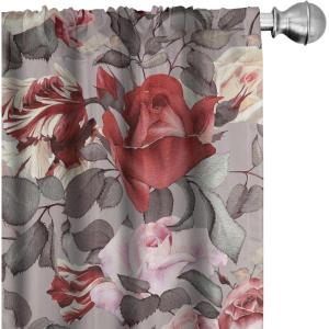 Ambesonne Abstract Modern Art Curtains, Scribble Look Boho Silhouettes Neutral Inspired Forms, Window Treatments 2 Panel Set for Living Room Bedroom, Pair of – 28″ x 84″, Pale Lavender and Off White(Pale Mauve and Dark Pink)