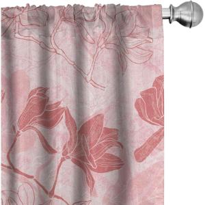 Ambesonne Abstract Modern Art Curtains, Scribble Look Boho Silhouettes Neutral Inspired Forms, Window Treatments 2 Panel Set for Living Room Bedroom, Pair of – 28″ x 84″, Pale Lavender and Off White(Pale Ruby Rose Blush)
