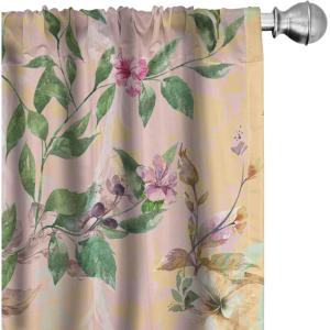 Ambesonne Abstract Modern Art Curtains, Scribble Look Boho Silhouettes Neutral Inspired Forms, Window Treatments 2 Panel Set for Living Room Bedroom, Pair of – 28″ x 84″, Pale Lavender and Off White(Peach Pale Pink)