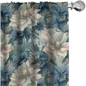 Ambesonne Abstract Modern Art Curtains, Scribble Look Boho Silhouettes Neutral Inspired Forms, Window Treatments 2 Panel Set for Living Room Bedroom, Pair of – 28″ x 84″, Pale Lavender and Off White(Slate Blue and Dark Teal)