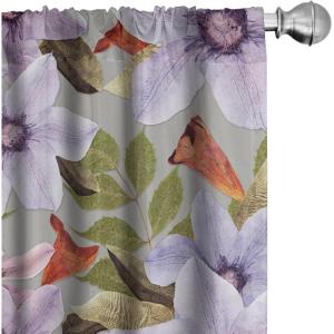 Ambesonne Abstract Modern Art Curtains, Scribble Look Boho Silhouettes Neutral Inspired Forms, Window Treatments 2 Panel Set for Living Room Bedroom, Pair of – 28″ x 84″, Pale Lavender and Off White(Lavender Pale Sepia and Green)