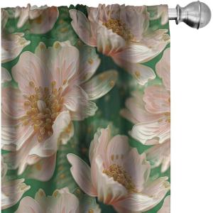 Ambesonne Abstract Modern Art Curtains, Scribble Look Boho Silhouettes Neutral Inspired Forms, Window Treatments 2 Panel Set for Living Room Bedroom, Pair of – 28″ x 84″, Pale Lavender and Off White(Pale Rose and Fern Green)